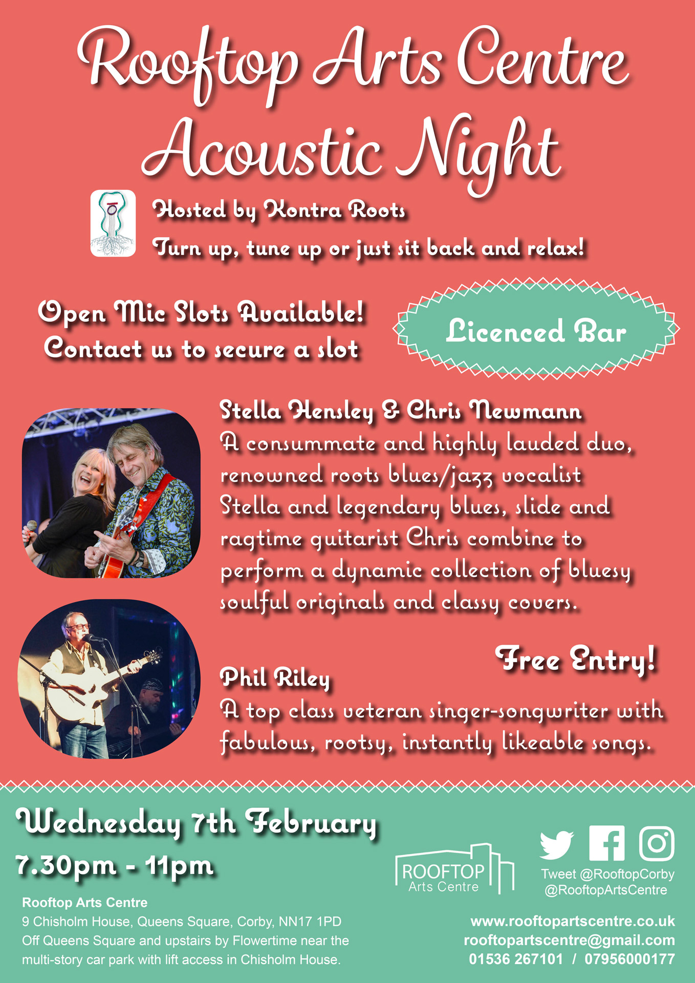 Poster advertising the acoustic night in february 2018
