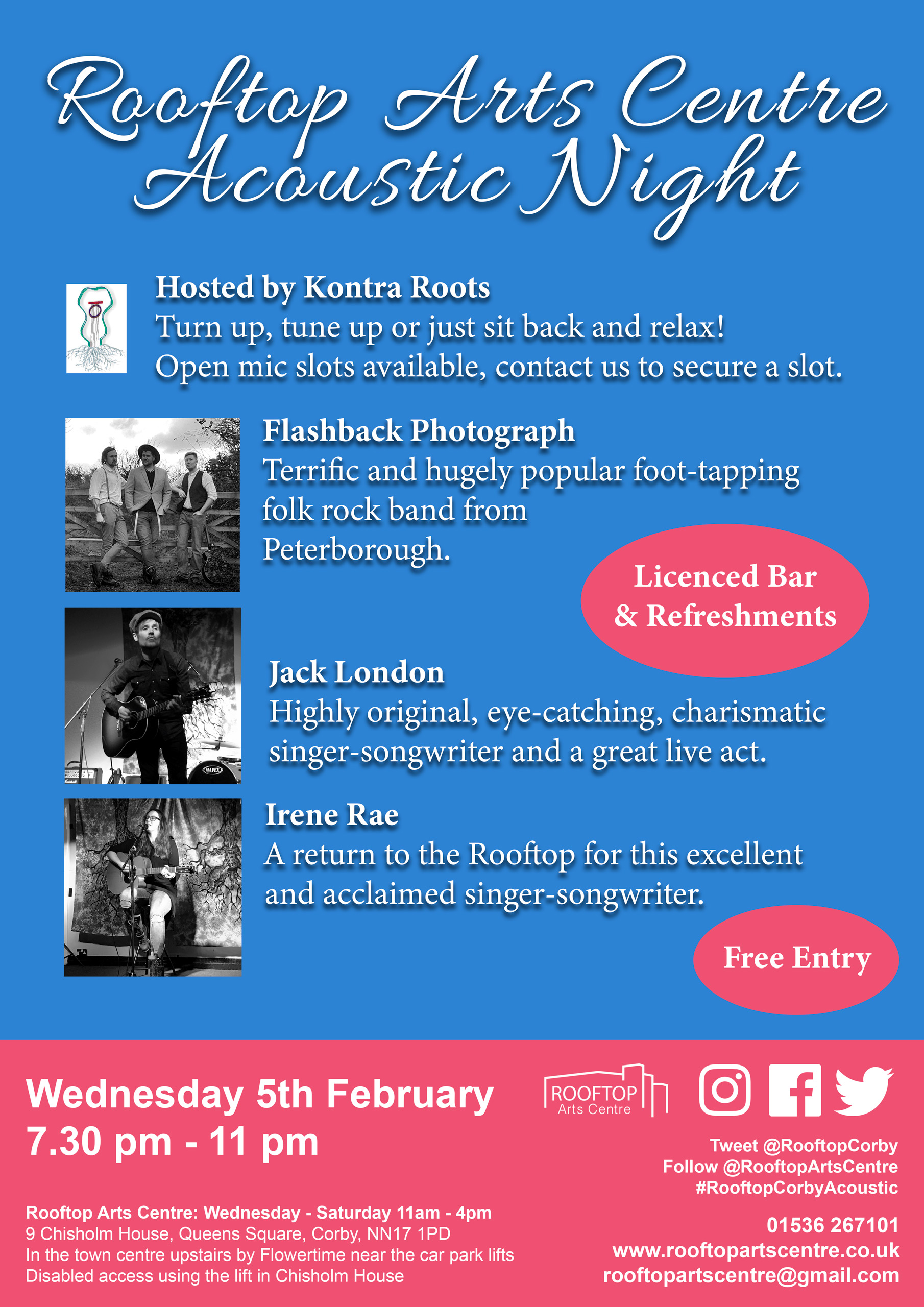 Poster for Acoustic Night with Flashback Photograph, Jack London, and Irene Rae